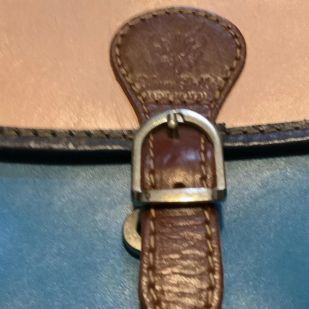 Multi Tone Leather Vera Pella Crossbody Bag in Teal, Tan & Brown,‎ made in Italy